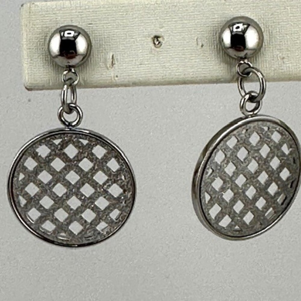 Silver Weave Stud  Pierced Earrings